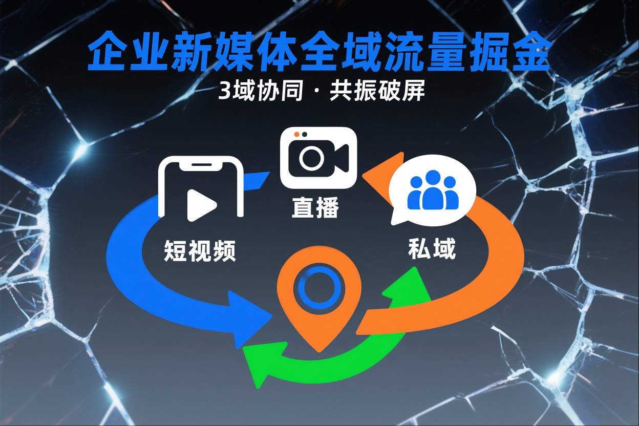 短视频全域商业模式,企业新媒体全域流量掘金,3域协同,共振破屏,短视频-直播-私域-地域