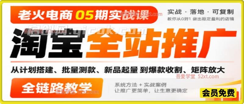 老火电商05期实战课,淘宝全站推广从计划搭建、批量测款、新品起量到爆款收割、矩阵放大全链路教学 老火电商05期实战课,淘宝全站推广从计划搭建、批量测款、新品起量到爆款收割、矩阵放大全链路教学