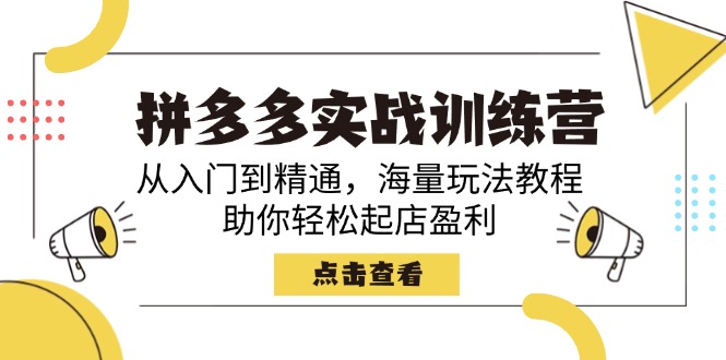 (14392期)拼多多实战训练营,从入门到精通,海量玩法教程,助你轻松起店盈利