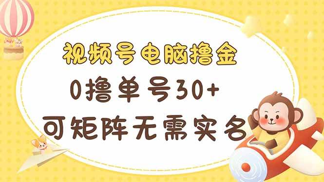 （14220期）视频号电脑撸金 0撸单号30+ 可矩阵 无需实名多号多得