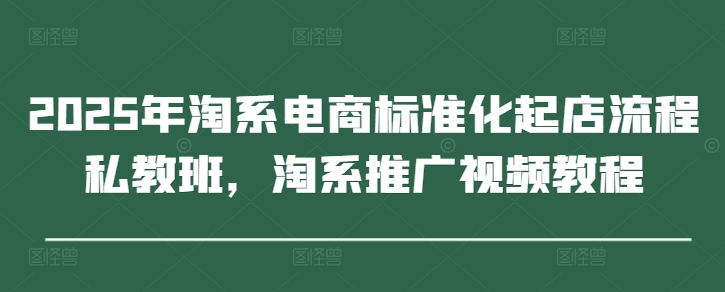 2025年淘系电商标准化起店流程私教班，淘系推广视频教程