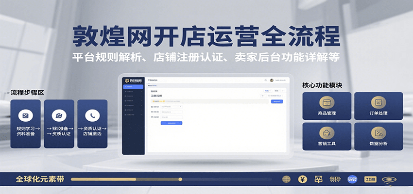 敦煌网开店运营全流程：平台规则解析、店铺注册认证、卖家后台功能详解等