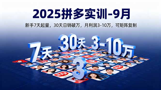 （16008期）2025拼多多实训-9月：新手7天起量,30天日销破万,月利润3-10万,可矩阵复制