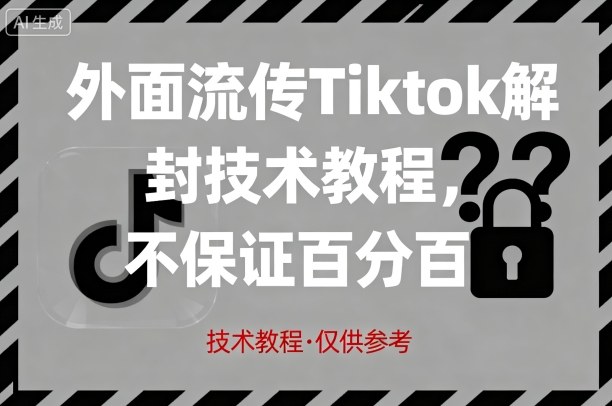 外面流传Tiktok解封技术教程，不保证百分百，具体自测