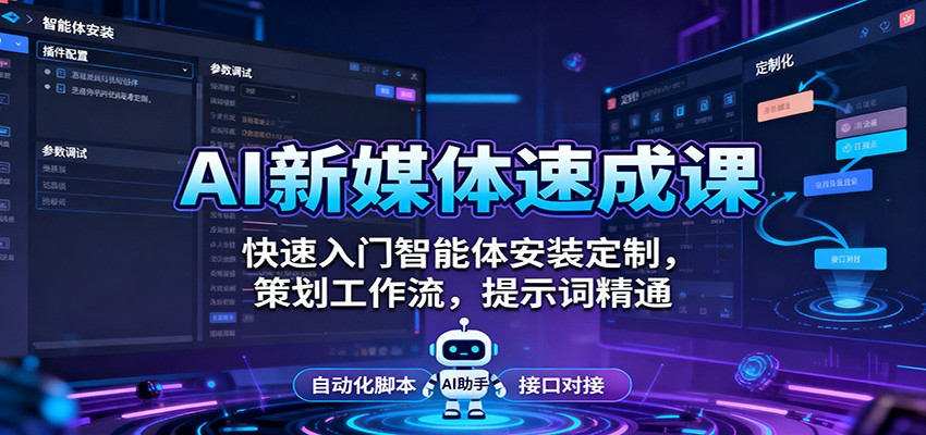 AI新媒体速成课：快速入门智能体安装定制，策划工作流，提示词精通