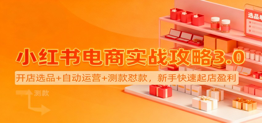 小红书电商实战攻略3.0：开店选品+自动运营+测款怼款，新手快速起店盈利
