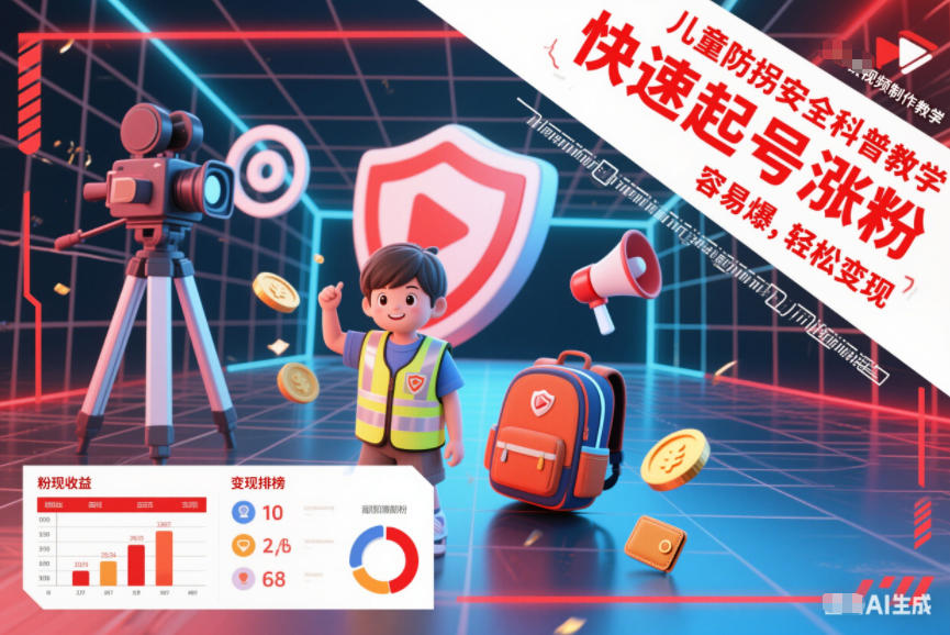 儿童防拐安全科普知识视频制作教学，快速起号涨粉，容易爆，轻松变现