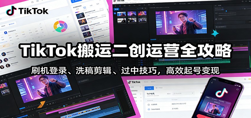 图片[1]-TikTok搬运二创运营全攻略：刷机登录、洗稿剪辑 、过中技巧，高效起号变现-白蛇网赚