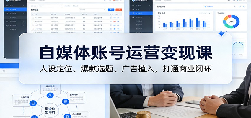图片[1]-自媒体账号运营变现课：人设定位、爆款选题、广告植入，打通商业闭环-白蛇网赚
