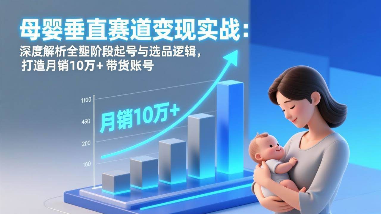 （17233期）母婴垂直赛道变现实战：深度解析三大阶段起号与选品逻辑，打造月销10万+带货账号