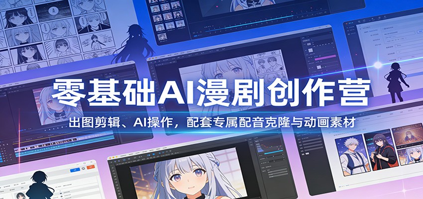 图片[1]-零基础AI漫剧创作营：出图剪辑、AI操作，配套专属配音克隆与动画素材-白蛇网赚