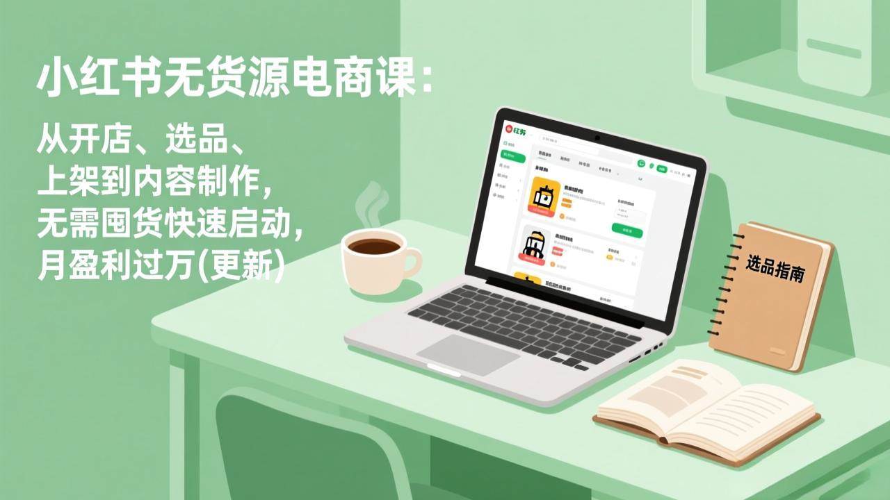 （17277期）小红书无货源电商课：从开店、选品、上架到内容制作，无需囤货快速启动，月盈利过万(更新)
