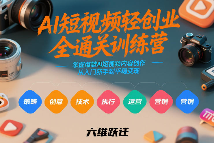 AI短视频轻创业全通关训练营,掌握爆款AI短视频内容创作,从入门新手到平稳变现的六维跃迁