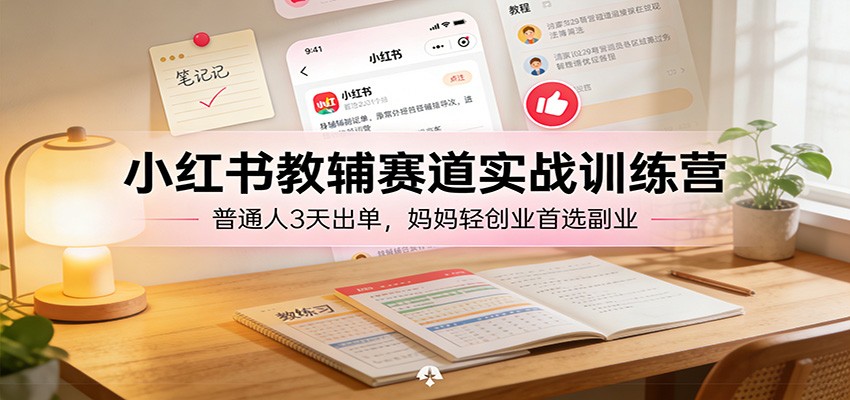小红书教辅赛道实战训练营：普通人3天出单，妈妈轻创业首选副业