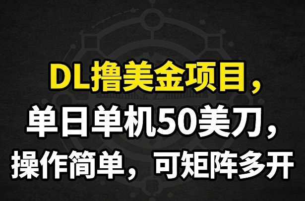 DL撸美金项目,单日单机50美刀,操作简单,可矩阵多开