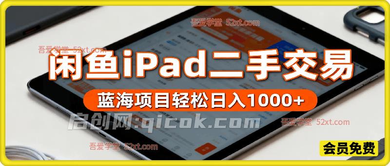闲鱼蓝海项目：轻松日入1000+，每天1小时， iPad二手交易赚翻天