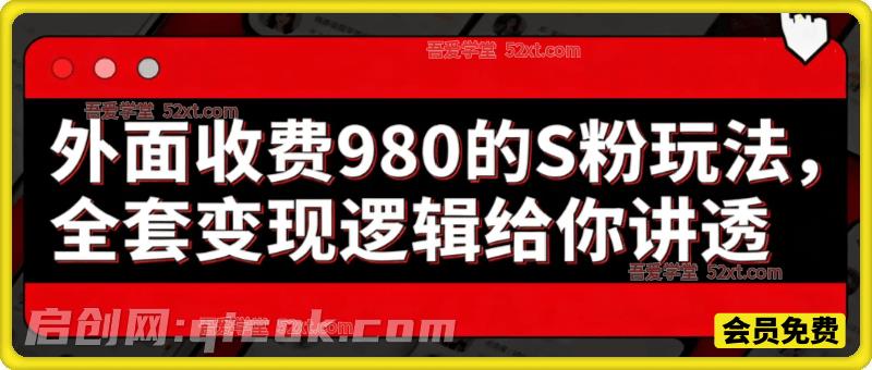 外面收费980的S粉玩法，全套变现逻辑给你讲透