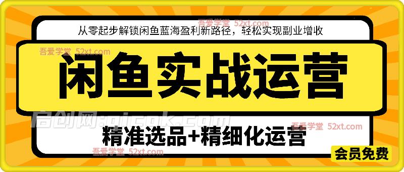 闲鱼实战运营，从零起步解锁闲鱼蓝海盈利新路径，轻松实现副业增收