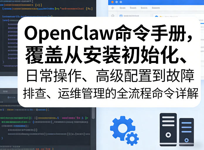 OpenClaw命令手册,覆盖从安装初始化、日常操作、高级配置到故障排查、运维管理的全流程命令详解
