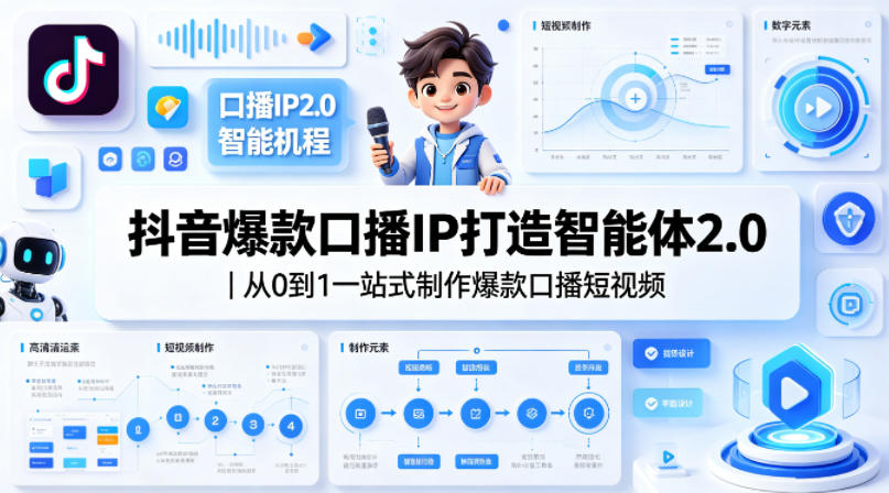 抖音爆款口播IP打造智能体2.0|从0到1一站式制作爆款口播短视频
