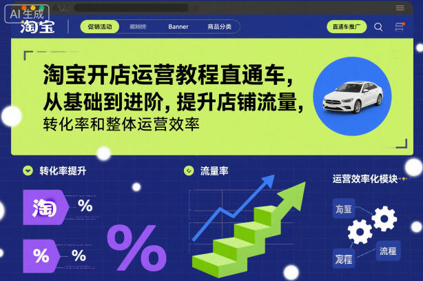 淘宝开店运营教程直通车,从基础到进阶,提升店铺流量,转化率和整体运营效率(更新26年4月10日)