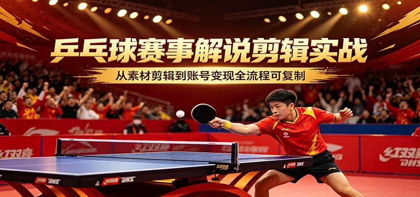 乒乓球赛事解说剪辑实战,从素材剪辑到账号变现全流程可复制