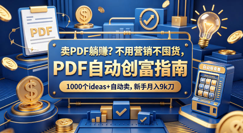 卖PDF躺賺?不用营销不囤货,PDF自动创富指南,1000个ideas+自动卖,新手月入9k刀【原创双语字幕】