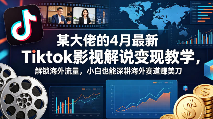 某大佬的4月最新Tiktok影视解说变现教学,解锁海外流量,小白也能深耕海外赛道賺美刀