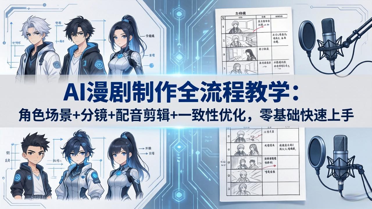 AI漫剧制作全流程教学:角色场景+分镜+配音剪辑+一致性优化,零基础快速上手