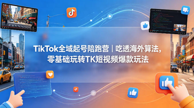 TikTok全域起号陪跑营|吃透海外算法,零基础玩转TK短视频爆款玩法