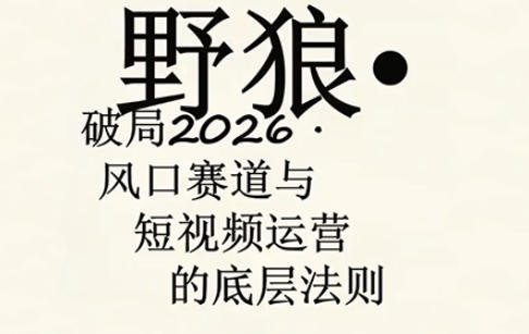 野狼团队·多平台实操运营课,覆盖AI口播、服装、好物、漫剪等热门玩法(更新4月)