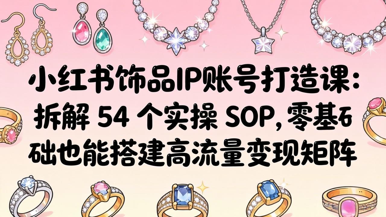小红书饰品IP账号打造课:拆解 54 个实操 SOP,零基础也能搭建高流量变现矩阵