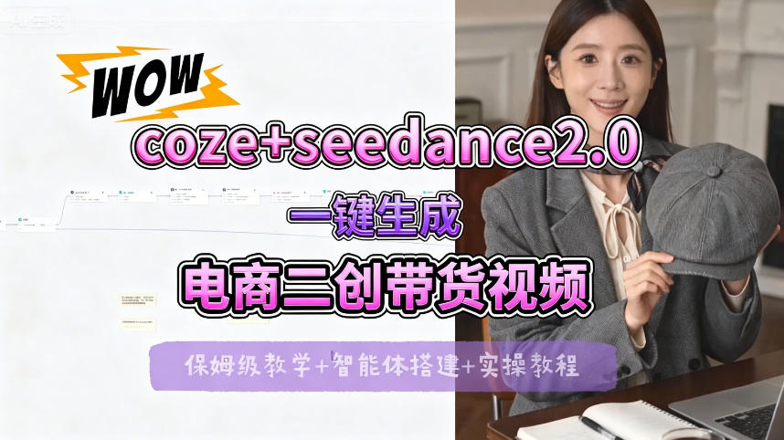 【Coze工作流搭建实操教程】seedance2.0+coze一键生成电商二创带货视频,全流程保姆级教学