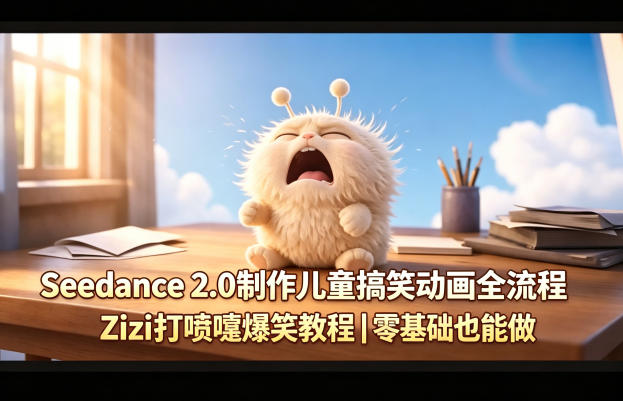 Seedance 2.0制作儿童搞笑动画全流程Zizi打喷嚏爆笑教程|零基础也能做