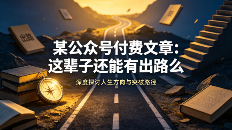 某公众号付费文章:这辈子还能有出路么