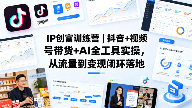 IP创富训练营|抖音+视频号带货+AI全工具实操,从流量到变现闭环落地