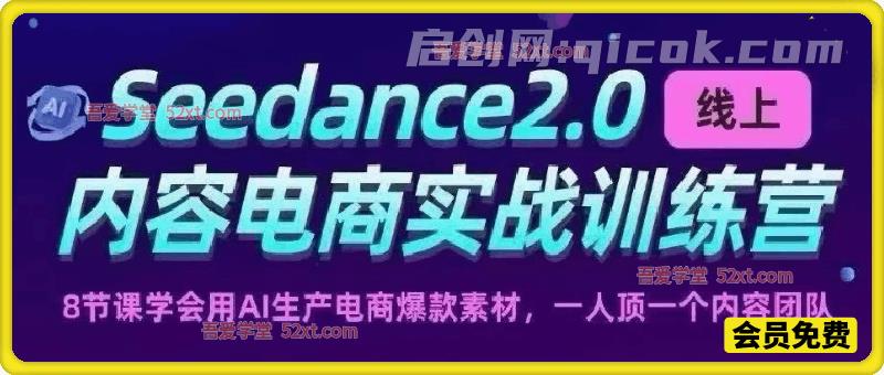 Seedance2.0内容电商实战训练营,用AI生产电商爆款素材,一人顶一团队 Seedance2.0内容电商实战训练营,用AI生产电商爆款素材,一人顶一团队