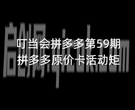 叮当会拼多多第59期：原价卡活动矩阵（赠送往期）2026年(价值4980元)