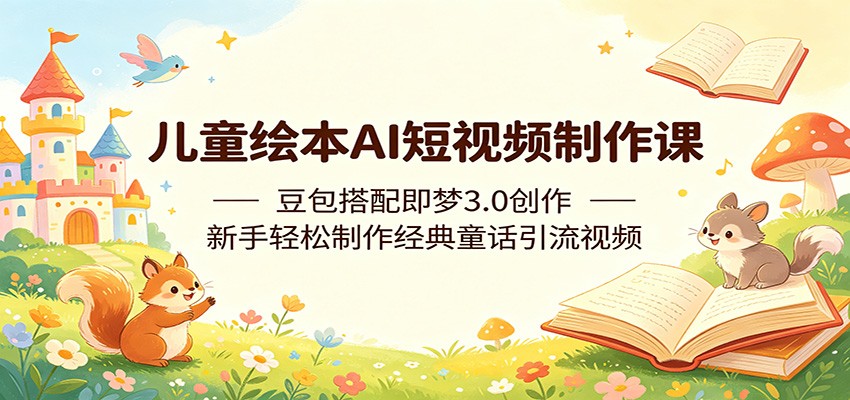 儿童绘本AI短视频制作课：豆包搭配即梦3.0创作，新手轻松制作经典童话引流视频