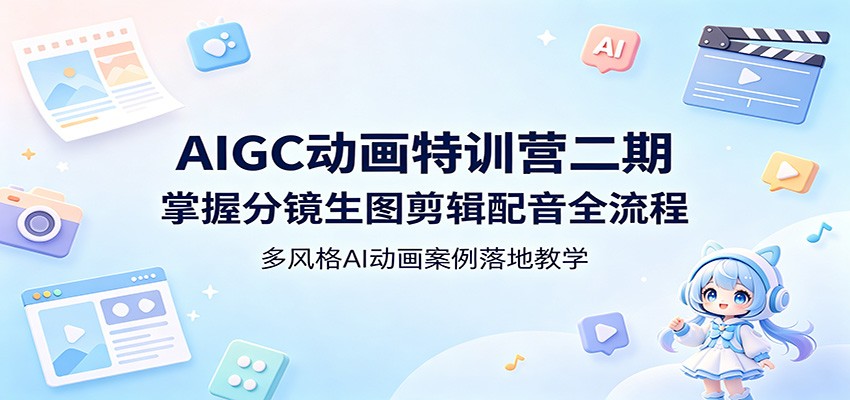 AIGC动画特训营二期：掌握分镜生图剪辑配音全流程，多风格AI动画案例落地教学