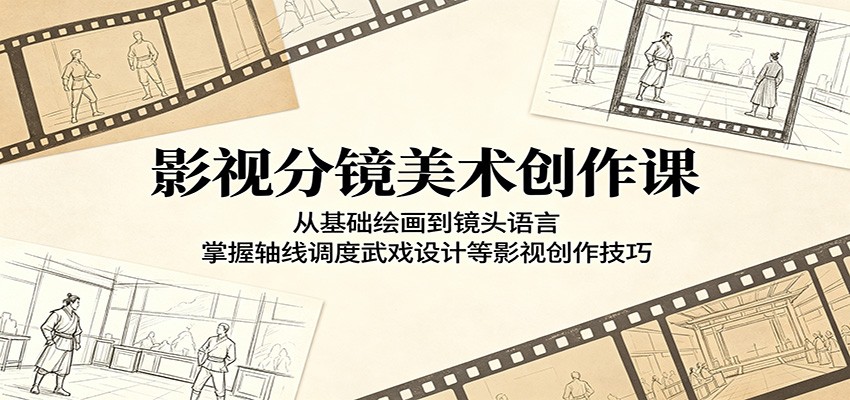 影视分镜美术创作课：从基础绘画到镜头语言，掌握轴线调度武戏设计等影视创作技巧