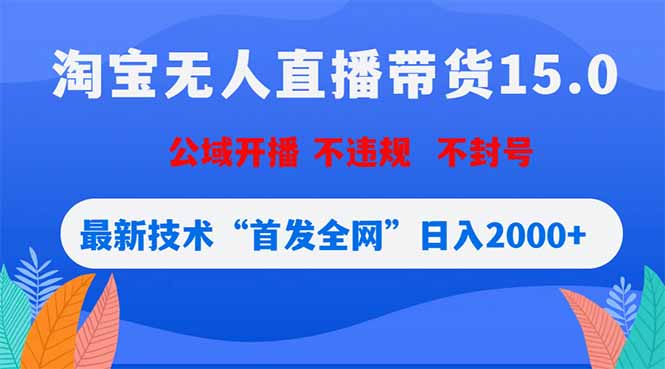 淘宝无人直播带货15.0，不封号，不违规，公域玩法，首发全网日入2000+