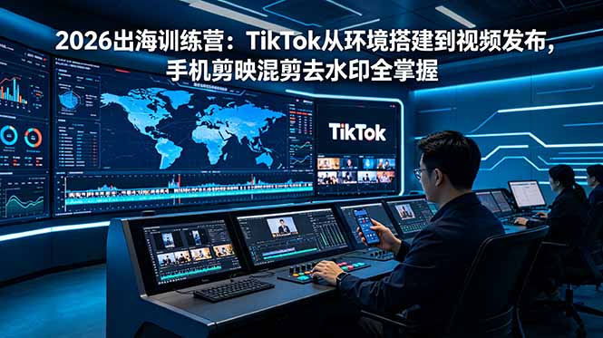2026出海训练营：TikTok从环境搭建到视频发布，手机剪映混剪去水印全掌握