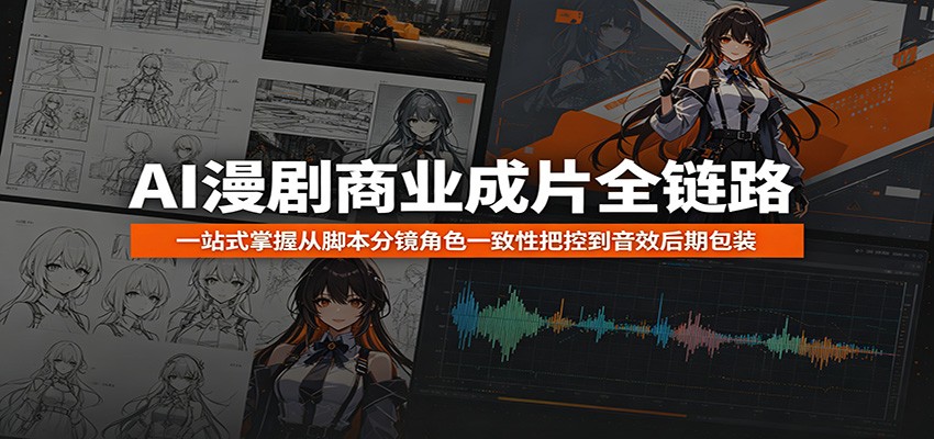 AI漫剧商业成片全链路：一站式掌握从脚本分镜角色一致性把控到音效后期包装