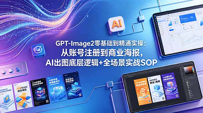 GPT-Image2零基础到精通实操：从账号注册到商业海报，AI出图底层逻辑+全场景实战SOP