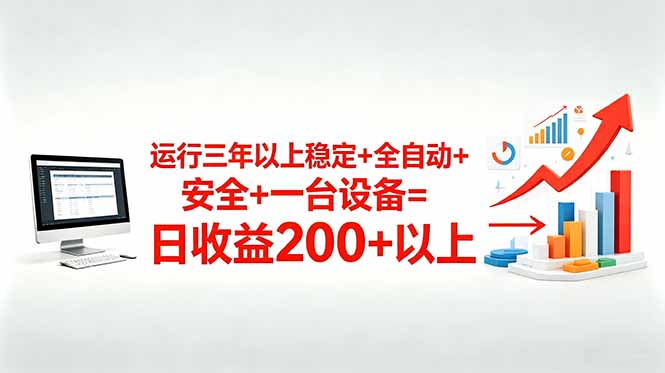 三年以上稳定+全自动+安全+一台设备=日收益200+