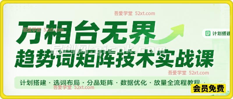 老H电商第2期:万相台无界趋势词矩阵技术实战课,计划搭建・选词布局・分品矩阵・数据优化・放量全流程教程 老H电商第2期:万相台无界趋势词矩阵技术实战课,计划搭建・选词布局・分品矩阵・数据优化・放量全流程教程