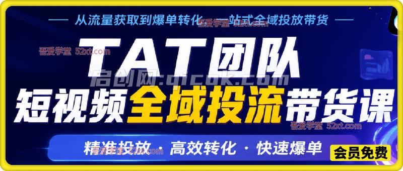 某团队出品：短视频全域投流带货课，精准投放+高效转化+快速爆单