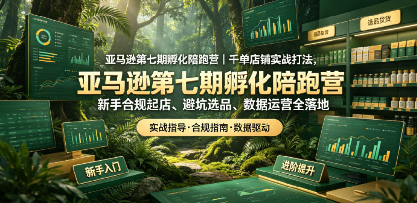 亚马逊第七期孵化陪跑营|千单店铺实战打法,新手合规起店、避坑选品、数据运营全落地(更新0625)