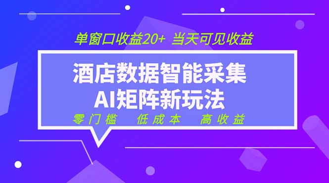 2026酒店数据采集ai智能矩阵新风口  低成本   高收益   当天见收益   单窗口20+